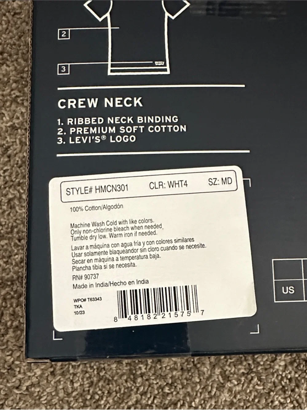 Levi's White Crew Neck T-Shirt Pack with Window - Picture 3 of 3